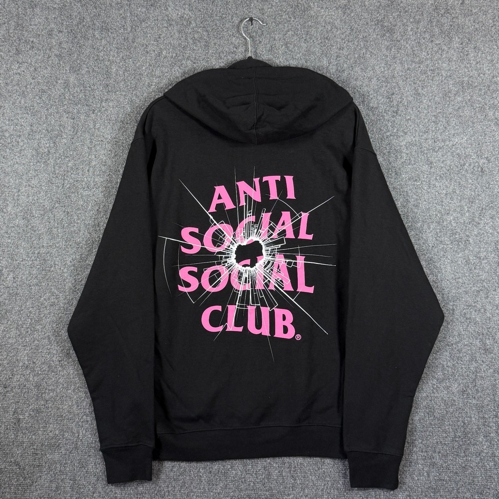 Anti Social Social Club Theories Hoodie Pullover Black Pink Size Medium #3474